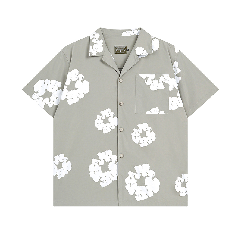 Denim Tears The Cotton Wreath Short Sleeve Suit Grey T-shirt and shorts
